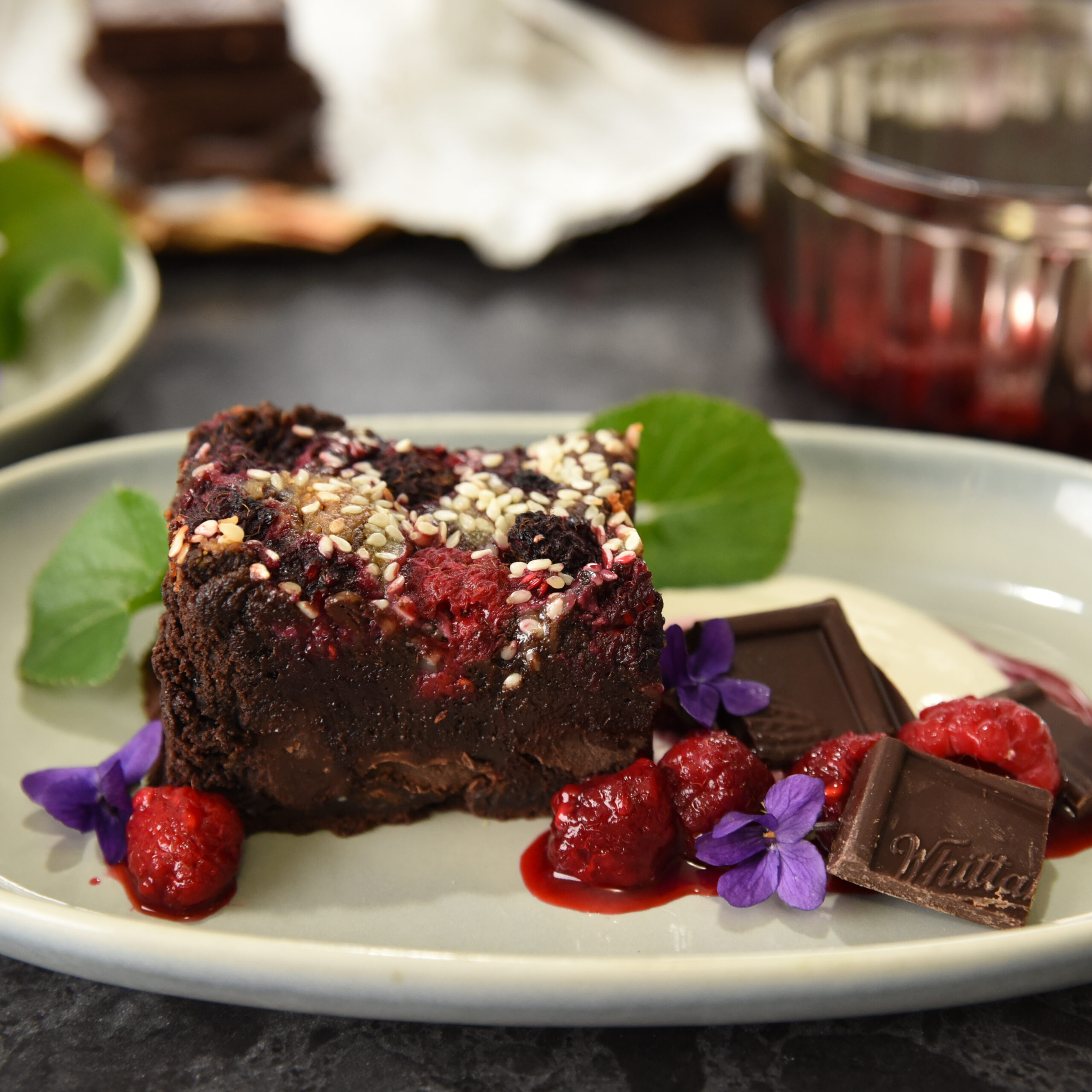 Double Chocolate, Raspberry & Tahini Swirl Brownie